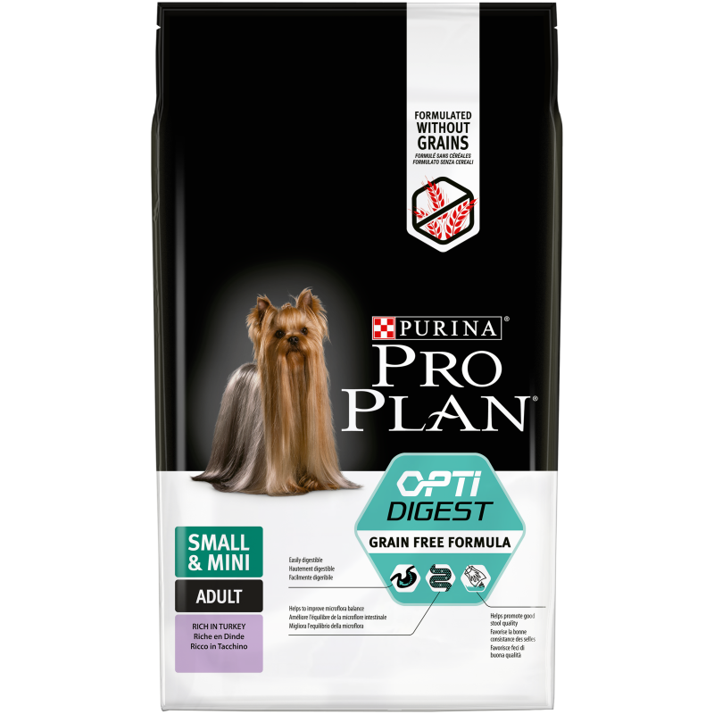 PRO PLAN SMALL & MINI - ADULT - SENSITIVE DIGESTION GRAIN FREE riche en dinde