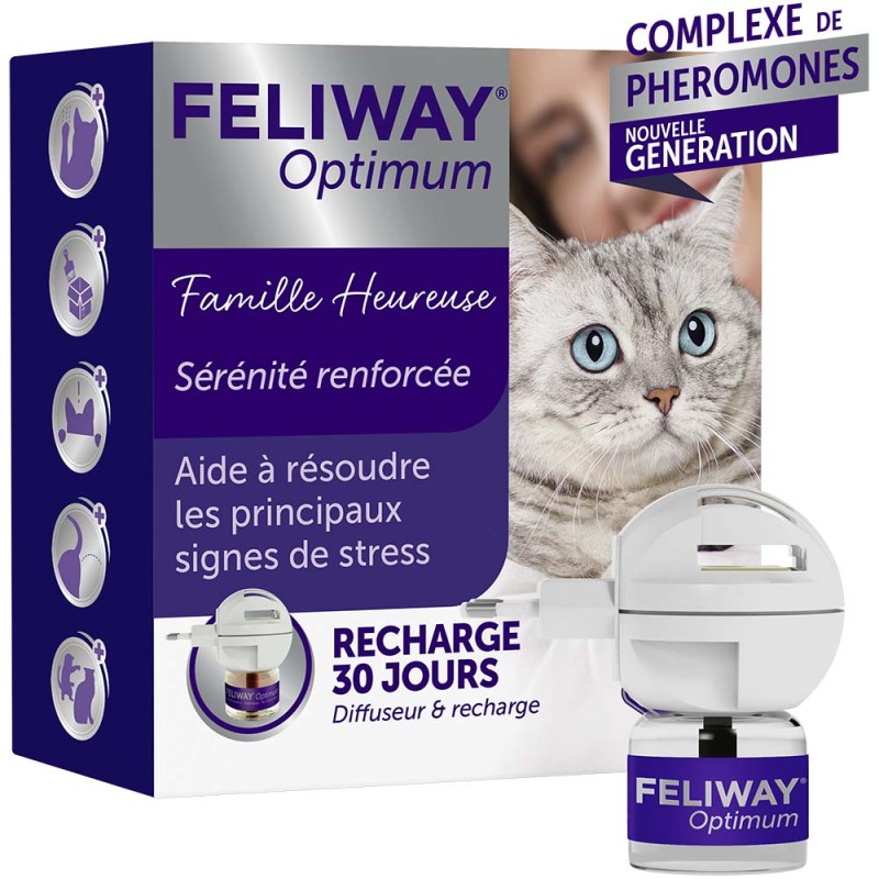 FELIWAY Optimum - Anti-stress pour chat - Complexe de phéromones apaisantes  pour une sérénité renforcée