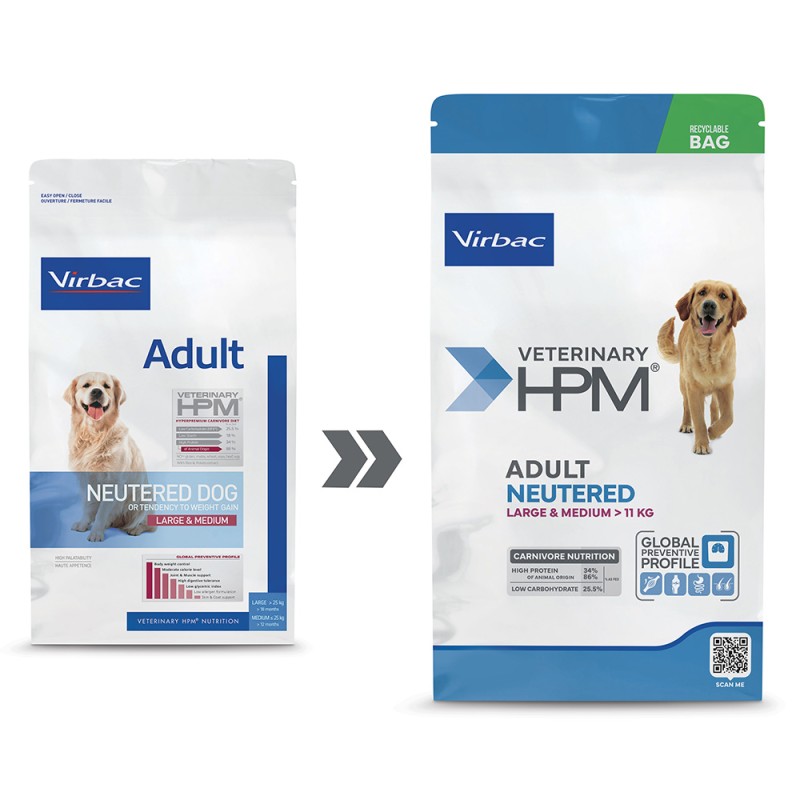 Vet Hpm Dog Adult Neutered Large & Medium