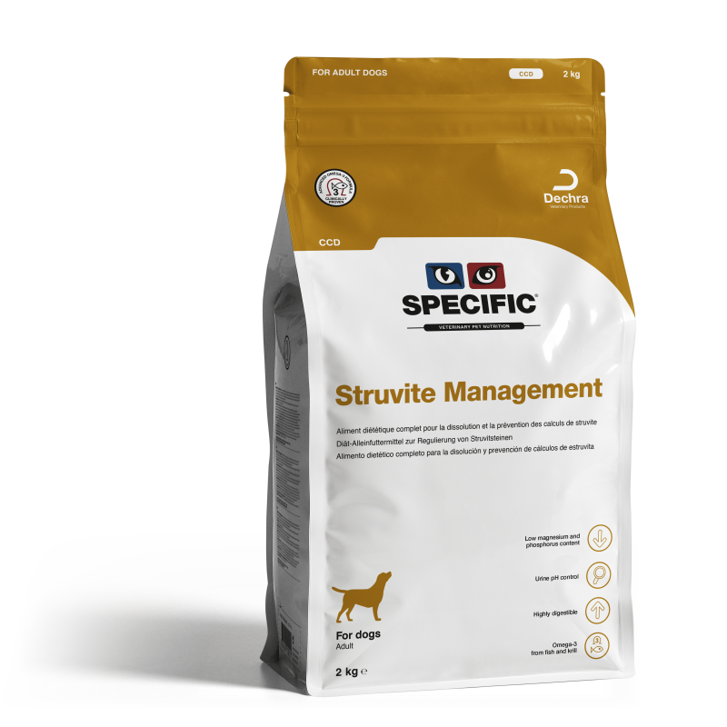 Sac de 2kg de croquette Specific CCD pour chien adulte. Traitement pour la formation de calculs de struvite.