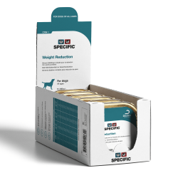 Boîtes de 6 terrines Specific CRW-1 pour chien en surpoids.