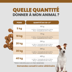 Quantité optimale de la terrine Specific CIW-LF pour le chien selon son poids et son alimentation