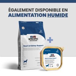 Terrine et Croquette pour chien souffrant d'insuffisance cardiaque et rénale.