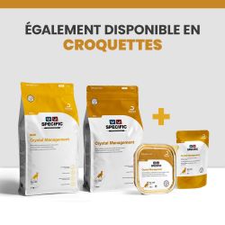 Une alimentation complète avec les croquettes et les terrines pour la dissolution des calculs de struvite pour les chats adultes