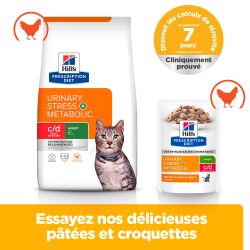 Chat c/d Urinary Stress Multicare+Metabolic Poulet Sachet Repas