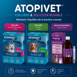 Gamme Atopivet pour soutenir la barrière cutanée du chien et du chat par Osalia.