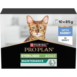 Face de la boîte de sachet gelée au lapin pour chat adult sterilisé Pro Plan Purina