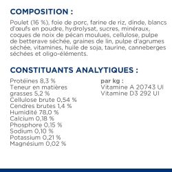 Composition et constituants analytiques de la mousse Hill's Prescription Diet Digestive care au poulet