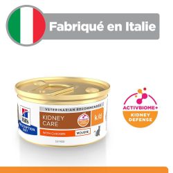 Mousse Hill's Prescription Diet Kidney care au poulet fabriquée en Italie + labels qualités