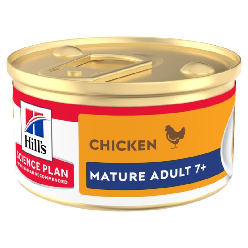Hill's Science Plan Mature Adult sous forme de mousse formulée pour les chats de 7ans ou plus.