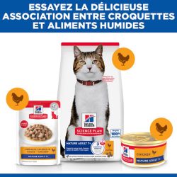 Essayez la délicieuse association entre croquettes et aliments humides, Hill's Science Plan Mature chat 7+