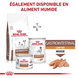 pâtée disponible en complément des croquettes pour une alimentation complète  Royal Canin Gastrointestinal Low Fat Small Dog
