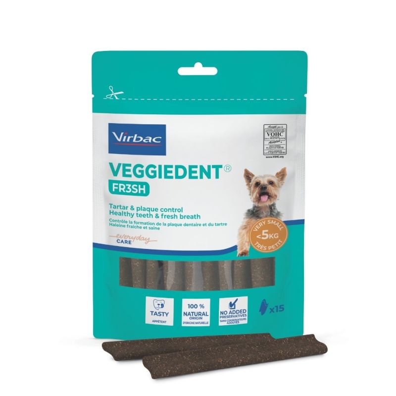 Sachet de lamelles bucco-dentaires pour chien XS Veggiedent Fresh - Virbac